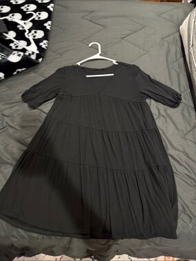 black tiered ruffle dress